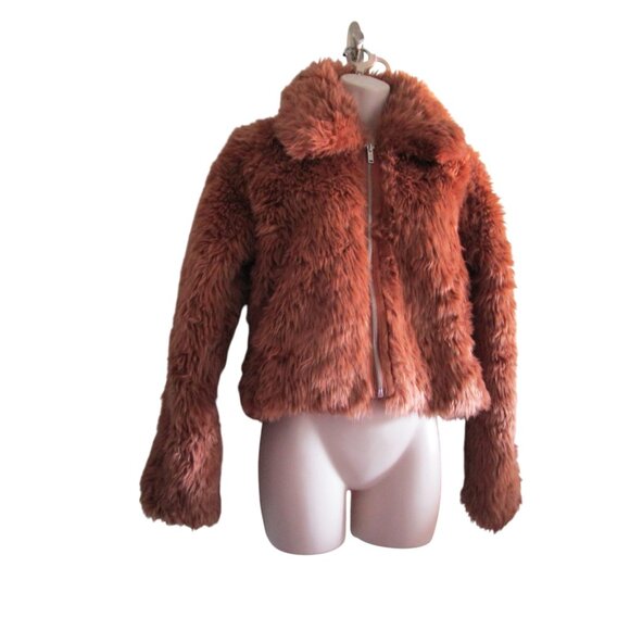 Abercrombie and Fitch XS Faux Fur Jacket In Rust Brown GUC - Picture 4 of 16